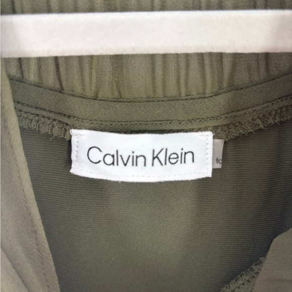 Calvin Klein Dark Green Ruffle Neck Blouse - Picture 2 of 6